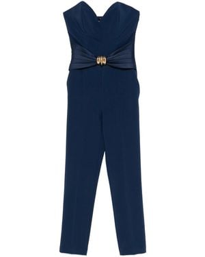 Elisabetta Franchi Bow-Detail Crepe Jumpsuit - Blue