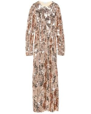Rabanne Sequin-Embellished Long-Sleeve Maxi Dress - Natural