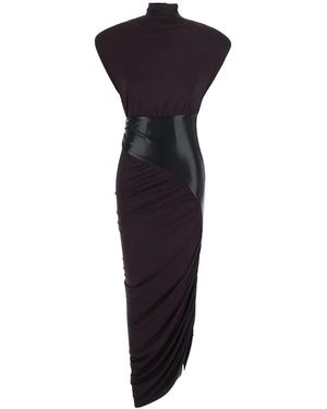 ANDAMANE High-Neck Ruched Maxi Dress - Blue