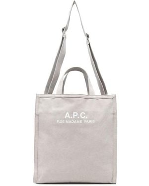 A.P.C. A. P.C. Logo-Print Tote Bag - Grey