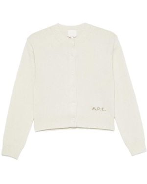 A.P.C. A. P.C. Logo-Embroidered Ribbed-Trim Cardigan - White