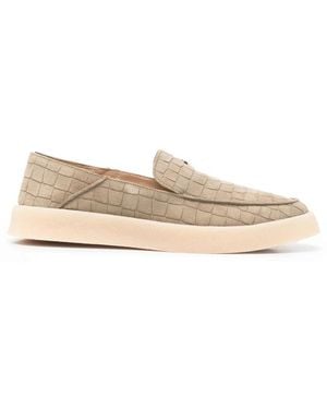 HIDE & JACK Croc-Effect Logo Loafers - Natural
