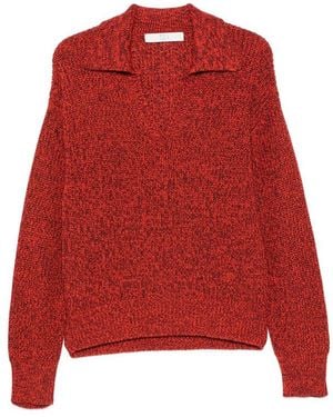 Tela Beni Marl-Knit V-Neck Jumper - Red