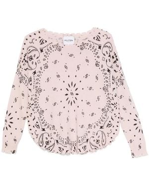 Kujten Mela Bandana Frayed-Edge Jumper - Pink
