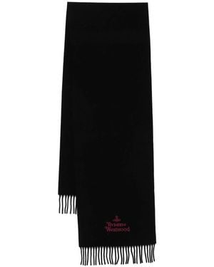 Vivienne Westwood Orb Logo-Embroidered Scarf - Black