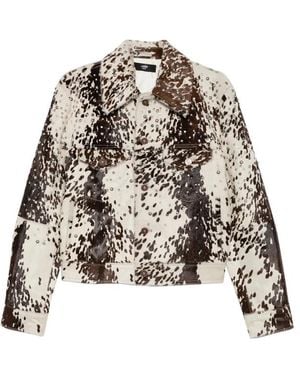 Amiri Stud-Embellished Cow-Print Jacket - Blue