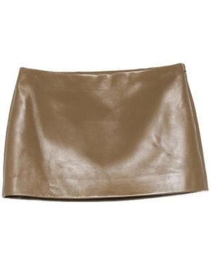 KHAITE Leather Mini Skirt - Brown