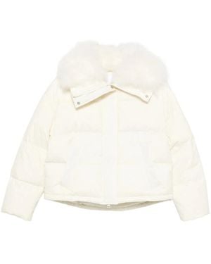 Yves Salomon Fur-Trim Puffer Jacket - White