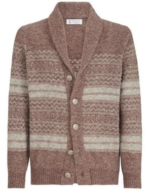 Brunello Cucinelli Alpaca, Cashmere And Wool Nordic-Jacquard Cardigan - Brown