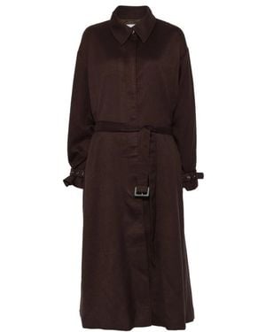 LA PISCINE Belted Oversized-Collar Jacket - Brown