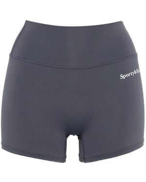 Sporty & Rich Logo-Print High-Waisted Shorts - Blue
