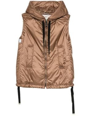 Max Mara Hooded Puffer Gilet - Brown