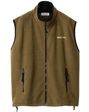 Miu Miu Fleece Zipper Vest - Green