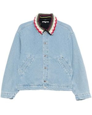 Stine Goya Contrasting-Collar Denim Jacket - Blue