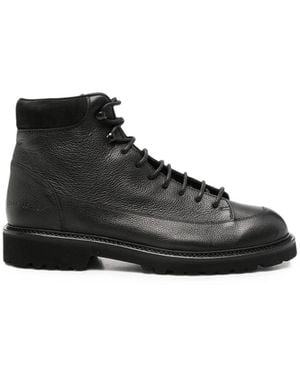 Common Projects Grained-Leather Lace-Up Ankle Boots - Black