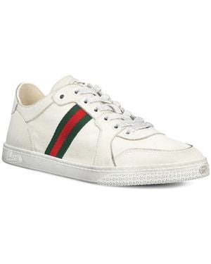 Gucci Stretch Web Leather Trainers - White