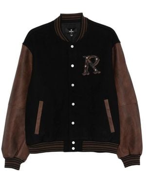 Represent Logo-Appliqué Bomber Jacket - Black