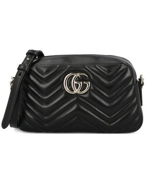 Gucci Small Gg Marmont Leather Cross Body Bag - Black