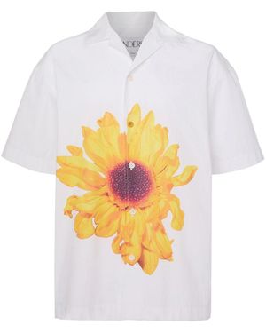 JW Anderson Floral-Print Cotton Shirt - White