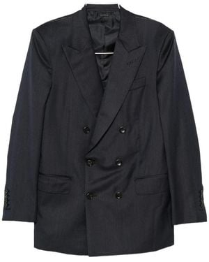 Tom Ford Herringbone Double-Breasted Suit - Blue