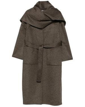 The Dynamis Studio Scarf-Detail Belted Coat - Brown