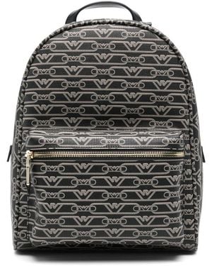 Emporio Armani Logo-Print Backpack - Black