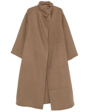Almala Funnel-Neck Long-Sleeve Coat - Brown