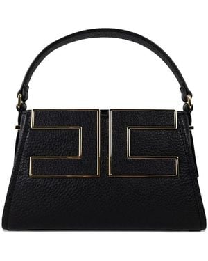 Elisabetta Franchi Logo-Plaque Leather Tote Bag - Black