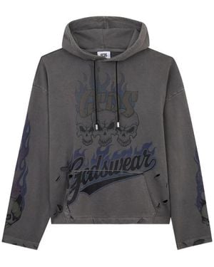 Gcds Graphic-Print Hoodie - Grey