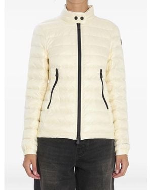 Moncler Quilted Snap-Buttoned Collar Coat - Natural