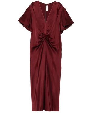 Victoria Beckham V-Neck Gathered Midi Dress