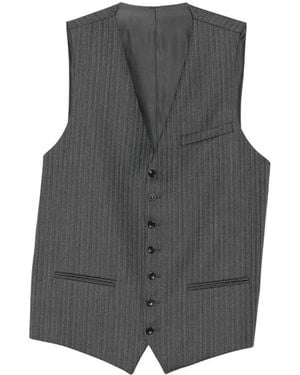 Reveres 1949 Pinstripe-Pattern Buckle-Strap Gilet - Grey
