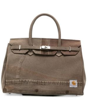 ANOTHER CHANCE Panelled Logo-Patch Tote Bag - Grey