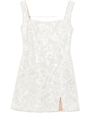 Self-Portrait Sequin-Embellished Floral-Pattern Mini Dress - White