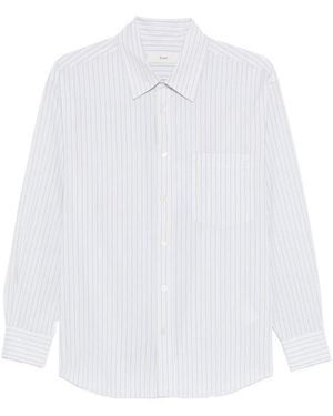 DUNST Striped-Pattern Chest-Pocket Shirt - White