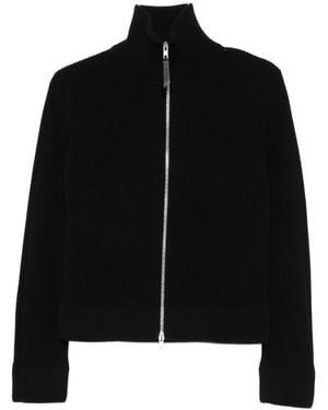 Maison Margiela Ribbed-Knit Zip-Up Jacket - Black