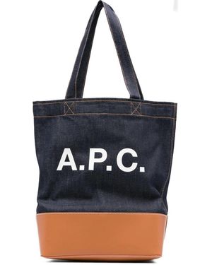 A.P.C. A. P.C. Medium Logo-Detail Denim Tote Bag - Blue