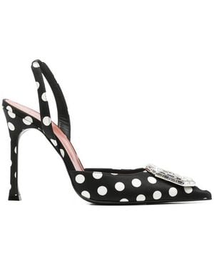 AMINA MUADDI Camellia Polka-Dot-Pattern Court Shoes - Black