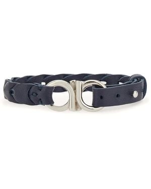 Ferragamo Braided Gancini-Plaque Bracelet - Blue
