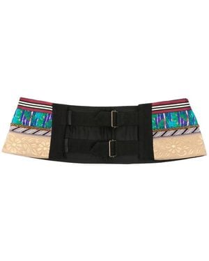 Dries Van Noten Floral-Embroidered Belt - Blue