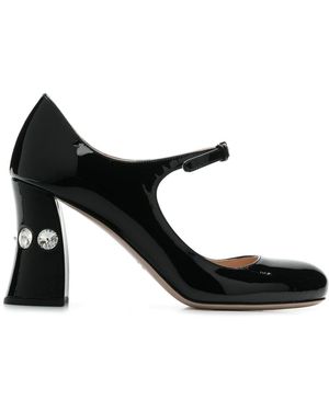 Miu Miu Crystal Heel Mary Jane Court Shoes - Black