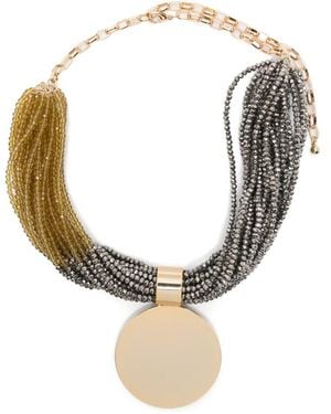 Antonelli Damian Beaded Pendant Necklace - Metallic