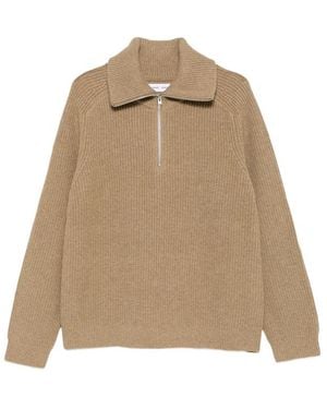 Samsøe & Samsøe Sarick Ribbed-Knit Quarter-Zip Jumper - Natural