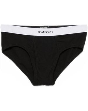 Tom Ford Logo-Waistband Briefs - Black