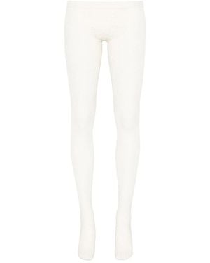 McQueen Floral-Lace Tights - White