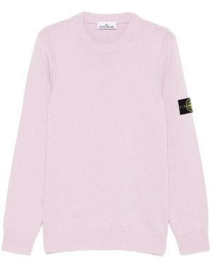 Stone Island Logo-Patch Crew-Neck Jumper - Pink