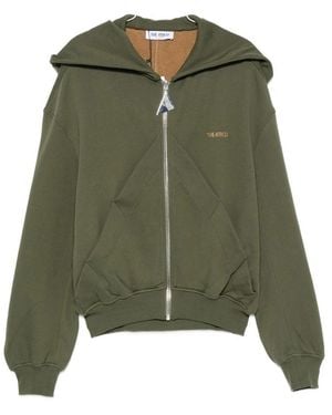 The Attico Logo-Embroidered Zip-Up Hoodie - Green