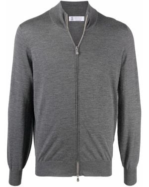 Brunello Cucinelli Zipped Knit Cardigan - Grey