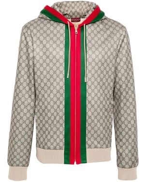 Gucci Web Jersey Hooded Jacket - Gray
