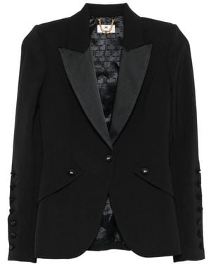 Elisabetta Franchi Peak-Lapels Blazer - Black